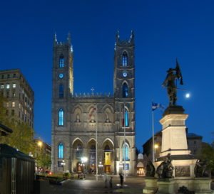 Montreal’s Place d'Armes with Notre-Dame Basilica in Background